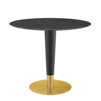 Modway - Zinque 36 po Marbre artificiel Table à manger, Or Noir-Table à manger moderne