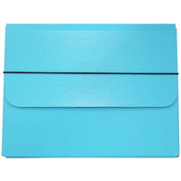 JAM Paper - Mallette de transport pour dossiers épais avec bande élastique - 10 x 1 1/4 x 13 1/4 - Bleu ciel-Étui de transport portefeuille bleu ciel
