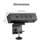 MotionGrey - Barre d’alimentation à pince pour bureau avec parasurtenseur et port USB-C - 3 prises et câble plat de 6 pieds - Noir-8