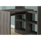 Monarch Specialties - 7041 Bureau - Taupe Fonce De Coin Cote Droit Ou Gauche-Surface ample et lisse pour un ordinateur portable, l'écriture ou un bureau d'étude avec 10 étagères réglables sur le côté pour vous aider à rester organisé.