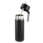 Gry Mattr - Bouteille d’eau d’entraînement avec couvercle à paille - 700 ml - Noir-Paille en métal amovible pour boire facilement