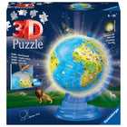 Ravensburger - Puzzle 3D Globe illuminé pour enfants - 180 pièces - Édition française-Ce puzzle offrira aux enfants de 6 ans ou plus, une expérience ludique avec un puzzle original pour apprendre les noms en français des océans, des continents, des pays et des capitales de notre Terre !