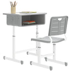 Qaba - Ensemble bureau et chaise pour enfants, bureau et chaise d’étude réglables en hauteur - gris-La hauteur du bureau et de la chaise est réglable, évoluant avec votre enfant de 3 à 12 ans  
