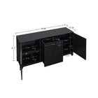 Manhattan Comfort - Buffet bas Sheridan 150 cm style mid-century moderne - Noir-Comprend 2 portes, 4 compartiments dissimulés et 3 tiroirs à extension totale