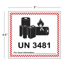 SPC - Étiquette imprimée de manipulation de batterie au lithium - 4,5" x 5" - Paquet de 500-Couleur : Noir sur blanc