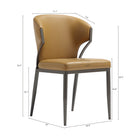 Manhattan Comfort - Lot de 4 chaises de salle à manger modernes Kirsten 52 cm en similicuir camel-Le cadre en métal gris ajoute de la solidité et une finition élégante et moderne