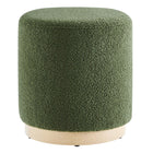 Modway - Tilden Sherpa rond 16" Rembourré Ottoman - Moss Green Natural-Tissu Sherpa Tissu