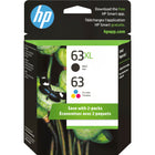 HP - Cartouches d'encre haut rendement 63XL noir et 63 tricolore, paq./2 (L0R48AN)-Cartouches d'encre HP 63 compatibles avec modèles : HP Deskjet 1110, 1112, 2130, 2132, 3630, 3632, 3633, 3634, 3636, 3637