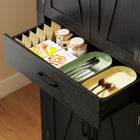 HOMCOM - Armoire de cuisine 72 po avec portes de grange - noir-Couleur : Noir 