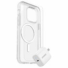 OtterBox - Protection+Power Kit (Symmetry+ with MagSafe Clear avec Trusted Glass et Chargeur Mural 20W Blanc) pour iPhone 14 Pro Max-DROP+ 3x testé selon la norme militaire.