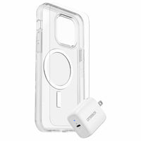 OtterBox - Protection+Power Kit (Symmetry+ with MagSafe Clear avec Trusted Glass et Chargeur Mural 20W Blanc) pour iPhone 14 Pro Max-DROP+ 3x testé selon la norme militaire.