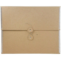JAM Paper - Portfolio Kraft à Boutons et Ficelles Moyen - 9 1/2 x 12 x 2 3/4 - Marron avec Bords en Métal-Couleur: Kraft marron