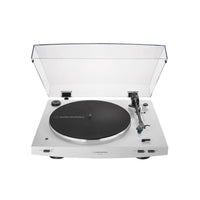 Audio-Technica - Tourne-disque automatique à entraînement par courroie sans fil et analogique - Blanc-Fonctionnement entièrement automatique du plateau tournant à entraînement par courroie avec deux vitesses : 33-1/3, 45 tr/min