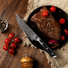 Minimal - Ensemble de couteaux à steak Damascus Black G10 de 4 pièces, service pour 4 personnes-Poignées élégantes uniques au design ergonomiquees