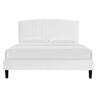 Modway - Alessi Performance Velvet Lit de plateforme complet, Blanc-Revêtement en velours de performance