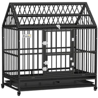 PawHut cage pour chien robuste 49 po avec plateau amovible, portes - toit ouvrant-L'acier robuste garantit la durabilité et la sécurité de votre animal 