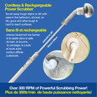 Bell+Howell - Brosse à récurer puissante Scrubtastic avec 3 têtes de brosse - Blanc-Comprend : une brosse à coulis pour les espaces ou les coins restreints, une brosse pour surfaces plates pour les surfaces planes, une brosse ronde tout autour pour les gros travaux, une poignée d'extension (s'étend jusqu'à 39 po), un chargeur et un manuel d'utilisation