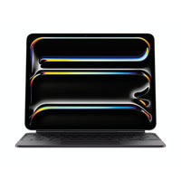 Apple - Magic Keyboard pour iPad Pro 13 po (M4) - Noir-Design tout confort - Avec son support en porte-à-faux à deux articulations, le Magic Keyboard vous permet d’incliner votre iPad tout en douceur dans différents angles de visionnement. Des touches rétroéclairées avec mécanisme ciseau et une rangée de 10 touches de fonction vous offrent plus de polyvalence que jamais. Et le pavé tactile intégré en verre à rétroaction haptique prend en charge les gestes Multi-Touch au moyen du curseur.