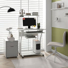 HOMCOM - Bureau d'ordinateur - 31,5 po L x 19,7 po l x 51,2 po H - blanc-Plateau coulissant pour clavier avec support mobile en dessous