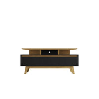 Manhattan Comfort - Meuble TV Yonkers 62,99 po style Mid-Century Modern - Noir et Cannelle-Meubles TV de style Mid-Century Modern pour salon et chambre