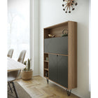 Nexera - Bureau mural Slim, Muscade et gris charbon-Cachez parfaitement votre ordinateur portable, votre tablette, vos câbles et vos accessoires une fois la porte rabattable fermée. Profitez de 3 étagères réglables pour ranger vos affaires