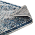 Modway - Entourage Treillis marocain floraux vieillis Kensie Tapis de comédie 8 pi l x 10 pi L - Ivoire et bleu-8