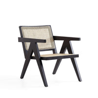 Manhattan Comfort - Hamlet fauteuil d’appoint chic industriel 57,5 cm - noir et cannage naturel-Chaise d’appoint en rotin moderne - chic de l’industrie, parfaite pour une utilisation dans le salon