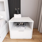 Nexera - Table de chevet Hunter, Blanc-Disposition personnalisable : Adaptable aux préférences d'agencement de la pièce. S'adapte sans effort au placement à gauche et à droite