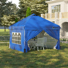 Outsunny - Tente auvent pliante 10 pi l x 10 pi L - Abri soleil instantané - Bleu-Armature métallique avec revêtement en poudre assurant une utilisation durable