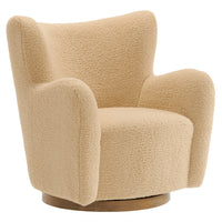 Modway - Montrose Ailier Sherpa Chaise pivotante d’accent - Noyer d’ivoire-Chaise d’accent à dossier d’ailes