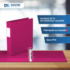 Davis Group Super économie, Reliure à anneaux ronds 1.5 po, paquet de 6 – Rose-Polypropylène sans PVC
