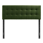Modway - Lily Velours de performance résistant aux taches Tête de lit pleine grandeur, Vert mousse-Cinq positions de montée