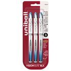 uni-ball - Stylos à bille roulante Vision Elite BLX – 0,8 mm – encre bleue BLX – paquet de 3-Stylos à bille roulante