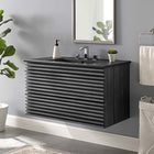 Modway - Render Support mural de 36" Vanette de salle de bain - Noir charbon-MDF et panneau de particules