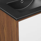 Modway - Transmit Double évier 48" Vanette de salle de bain - Noir noyer-Placage en plaques de particules et noyer