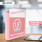 Davis Group - Classeurs à anneaux économiques anneaux ronds de 1,5 po - rose poudré - paquet de 6-1.5 po