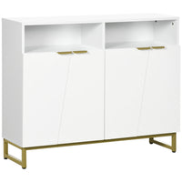 HOMCOM - Buffet 39,4 po L - blanc-Design moderne avec motif de porte unique, base et poignées dorées, ajoute de la beauté à votre maison 