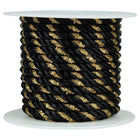 JAM Paper - Ruban de corde décoratif - 15 verges. - Noir avec or-Taille : 15 mètres par bobine