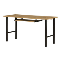 South Shore - Ezra Bureau avec plateau pour clavier - Chêne Nordik-SURFACE EN MÉLAMINE : ce bureau de travail pour la maison dispose d’une grande surface en mélamine, résistante à l’eau et aux égratignures. Avec cet espace fonctionnel, vous pourrez ainsi avoir l’esprit tranquille et mieux vous concentrer sur vos tâches.