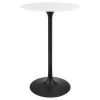 Modway - Lippa Rond de 28 po Bois Bar Table, Noir Blanc-Table de bar moderne