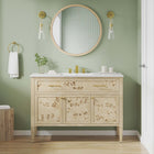 Modway - Elysian 48" Vanité de salle de bain à un seul lavabo - Burl blanc-Trous centraux de 8"