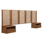 Modway - Render Ensemble 7 pièces : Tête de lit Queen murale et tables de chevet modernes - Noyer-Ensemble de tête de lit et de table de nuit