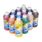 Crayola - Peinture lavable – Couleurs assorties – 16 oz – 12 unités-FOURNITURES D'ART : Avec 12 couleurs vives au choix, cet ensemble de peintures est idéal pour les projets artistiques scolaires, les fêtes d'anniversaire et les travaux manuels quotidiens.