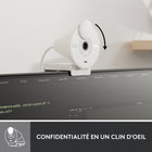 Logitech Brio 300 Webcam Full HD avec confidentialité, micro à réduction de bruit -  Blanc-Conçue pour les réunions: La Brio Webcam 300 est compatible avec la plupart des plateformes de vidéoconférence et certifiée pour Zoom, Microsoft Teams et Google Meet