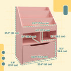 HOMCOM - Étagère à livres multi-étagères pour enfants avec tiroir de rangement - Rose-MDF pour une structure robuste avec des courbes sur les bords 