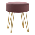 Monarch Specialties - 9001 Pouf - Tissu Prune/Pattes Metal Or-1