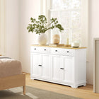 HOMCOM - Buffet 140 po L avec rangement - blanc-La quincaillerie anti-basculement assure la sécurité en fixant l’armoire au mur 