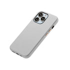 General Supply Goods + Co Vegan Leather Case with Metallic Buttons and MagSafe Compatible for iPhone 13/13 Pro - Silver Grey-Dimensions : 0,4 x 3 x 5,8 (po)