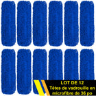 Gritt Commercial - Tête de vadrouille à poussière en microfibre bouclée - 36 po x 5 po - Bleu - Paquet de 12-Facile à laver pour une durabilité accrue