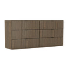 Manhattan Comfort - Clive 72" Commode double à 6 tiroirs style milieu du siècle moderne - Noyer brun-Les poignées encastrées en métal préservent une silhouette élégante, épurée et dégagée